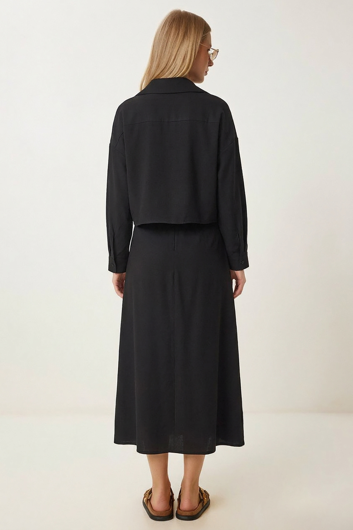 Lovelyİstanbul  Askılı Elbise Gömlek Modal Takım LCI0070 SİYAH - Görsel 7