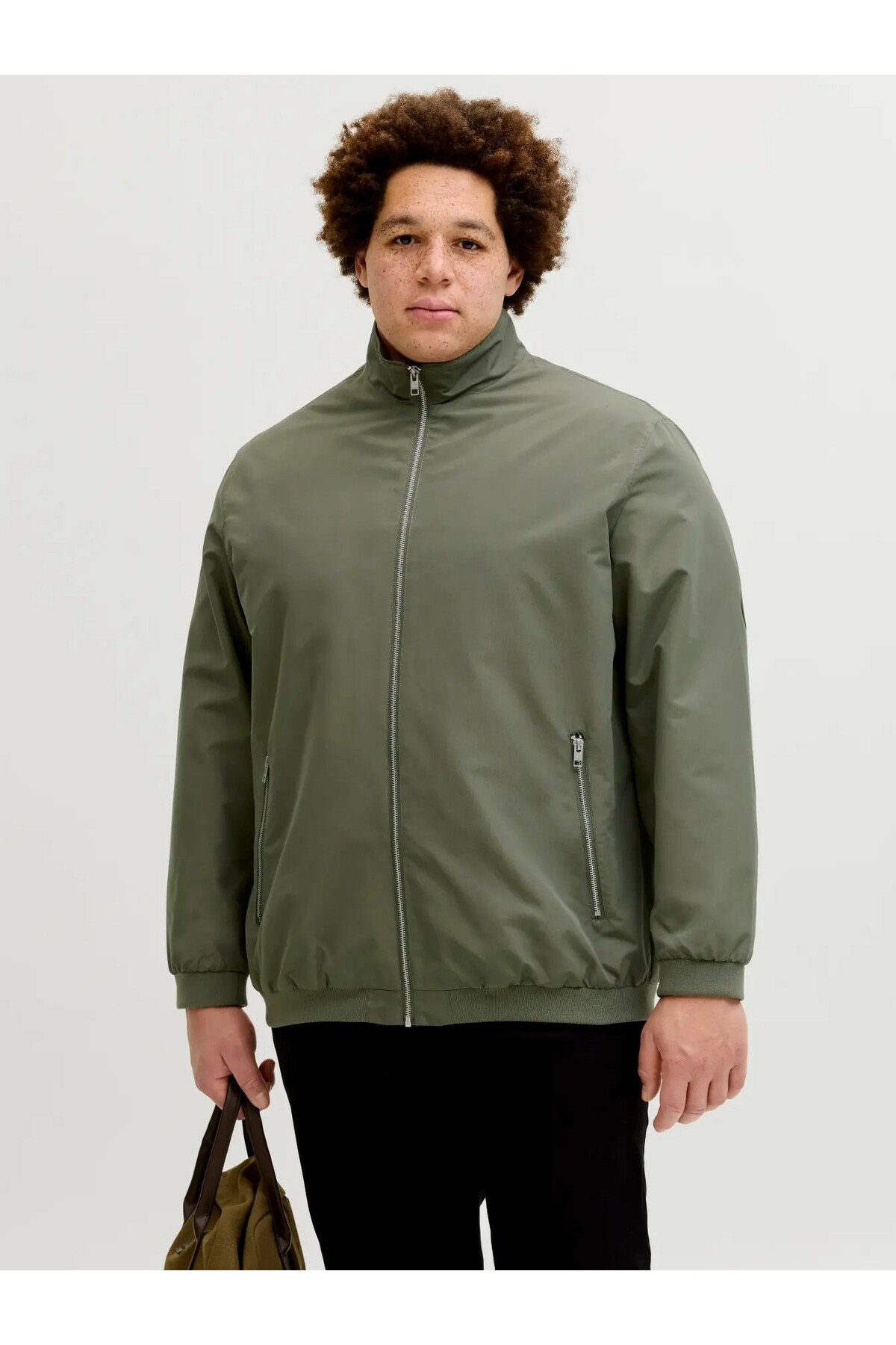 Jack & Jones Plus Erkek Yeşil Jjerush Harrıngton Bomber Noos Pls