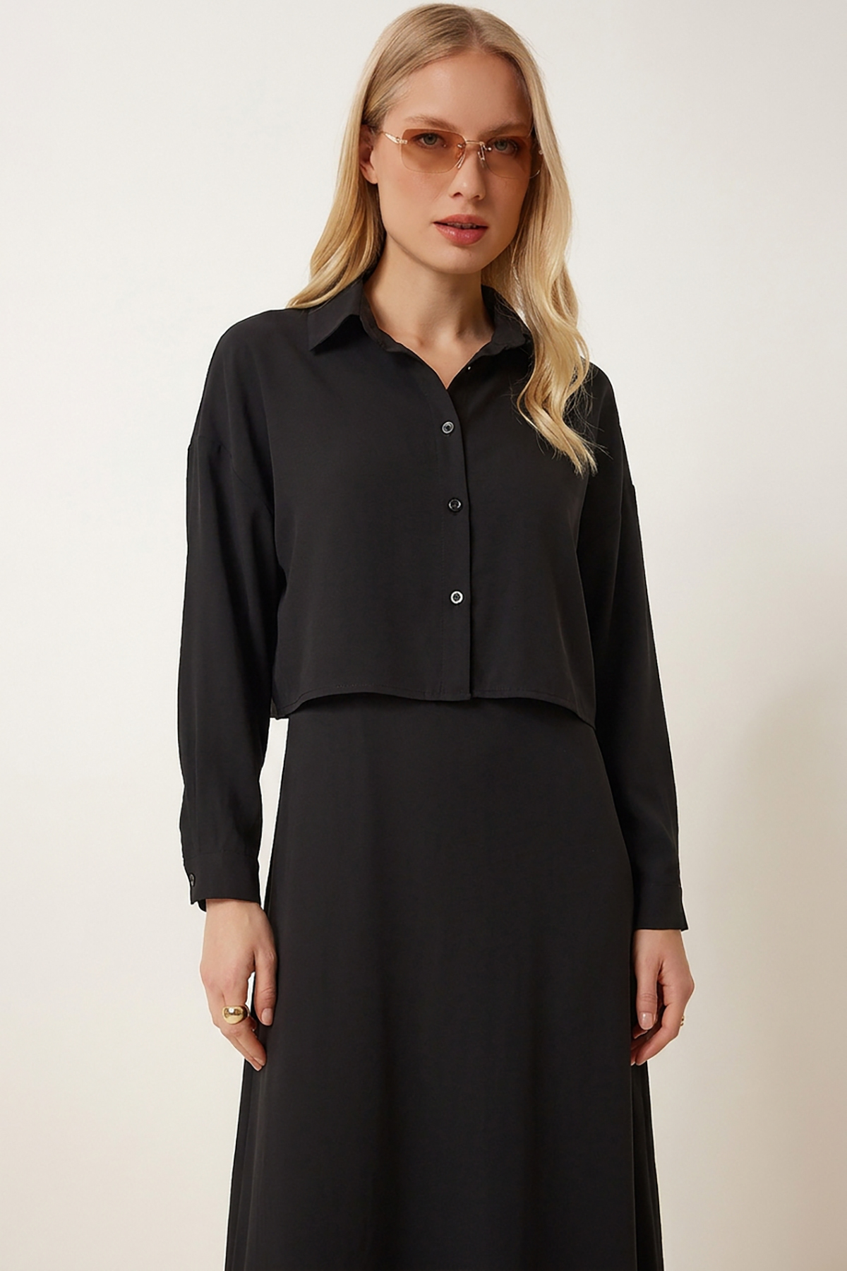 Lovelyİstanbul  Askılı Elbise Gömlek Modal Takım LCI0070 SİYAH - Görsel 3