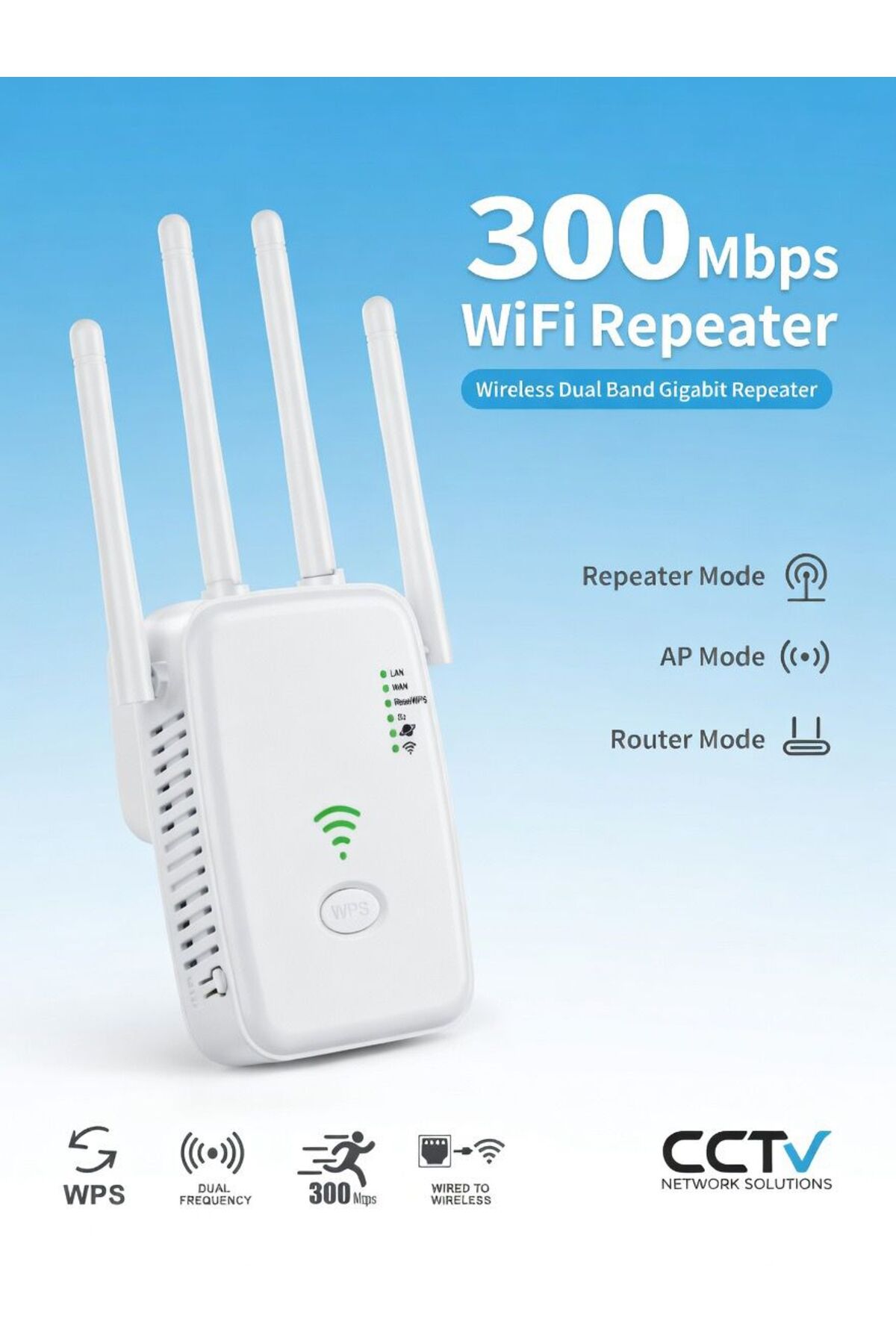Wi-Fiルーター セット qromax 300 Mbps WiFi Güçlendirici - Dual Band 4 Antenli Menzil