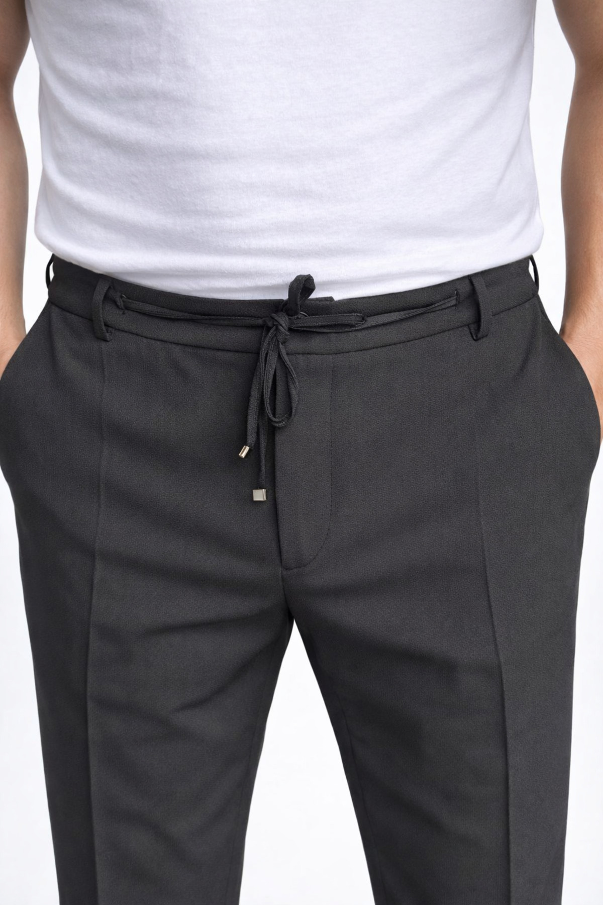 Gofre Desenli Takım Elbise Bağcıklı Pantolon Duble Paça Tek 5