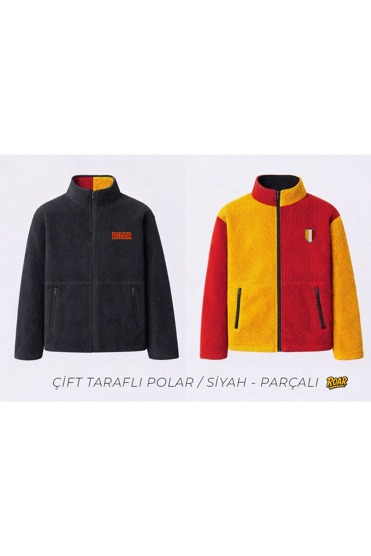 Parçali Siyah Çift Tarafli Polar — رنگارنگ TX8E9E82D9397 — تصویر 2 از 2