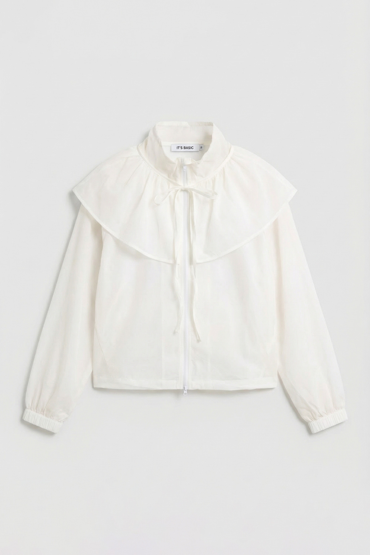 it's basic Kadın Ekru w5 Oversize Yakalık Detaylı Özel Kumaş Tasarım Yağmurluk görsel 2