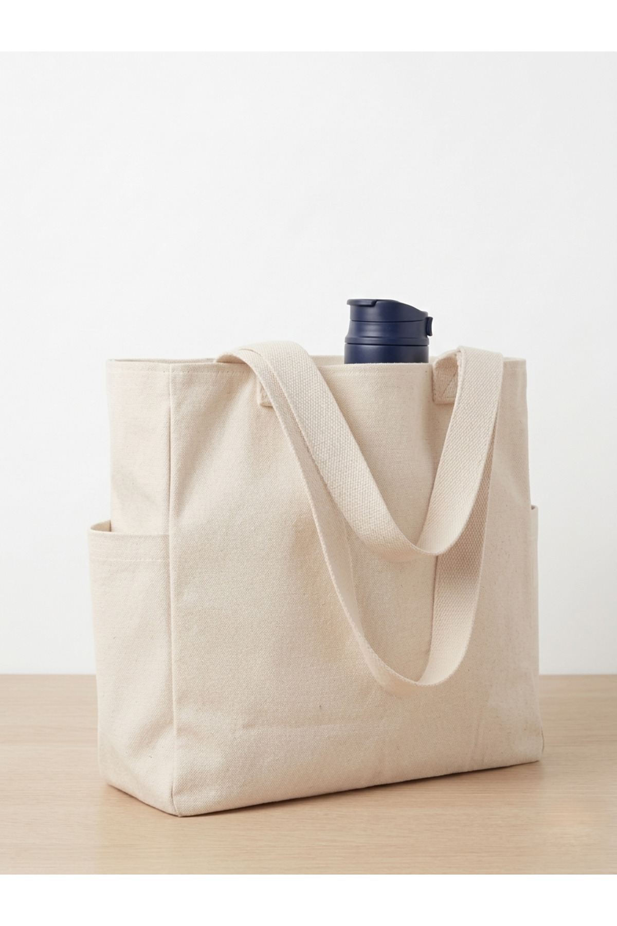 Maco collection Kalın Gabardin Tote Bag Uzun Askılı Çok Cepli Geniş Omuz Çanta görsel 3