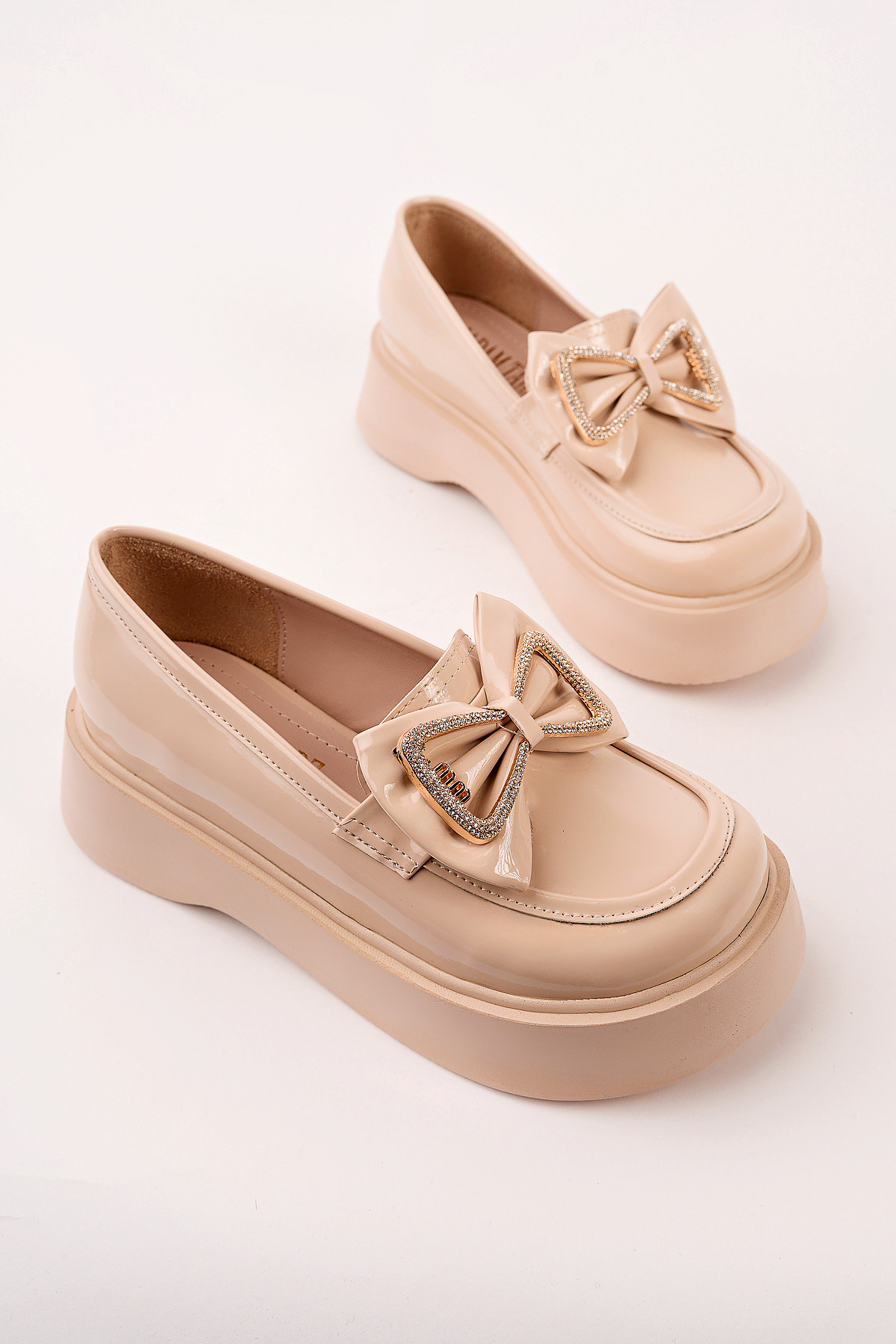 Madam Tarz SMR-4029 Kalın Taban Kurdele Taşlı Loafer görsel 2
