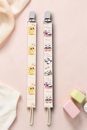 Mia Aurora 2’li Emzik Askısı Seti Sevimli Yavru Civciv ve Cute Panda Desenli ...