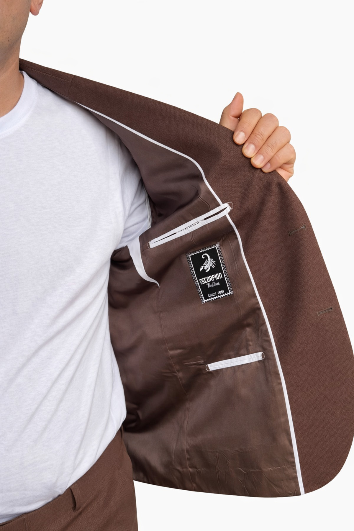 Plus Scorpion Erkek Slim Fit Mikro Dokulu Takım Elbise Çift Düğmeli Modern Kesim görsel 5