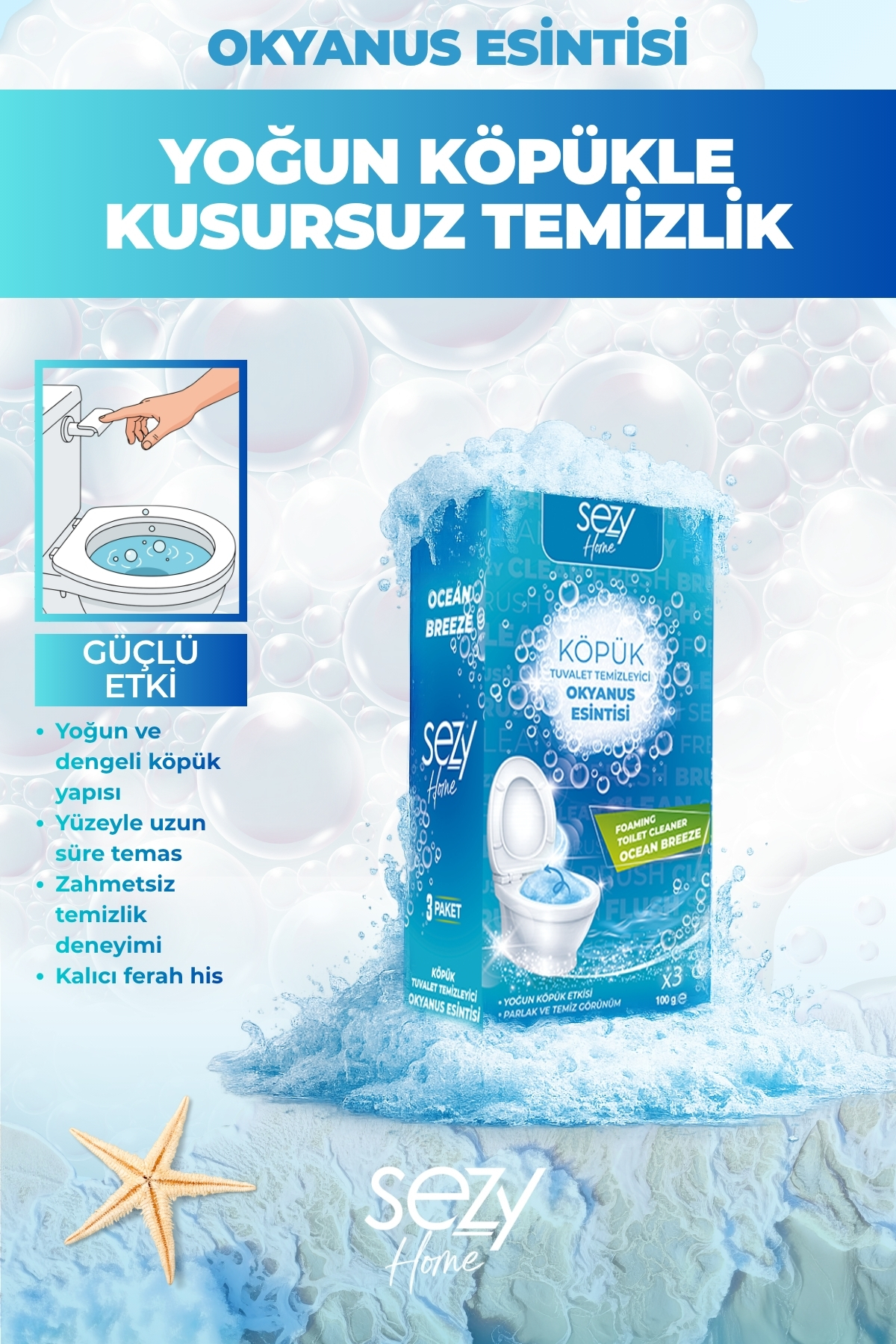SEZY HOME Okyanus Esintisi Tuvalet Köpüğü | Yoğun Köpük Etkisi