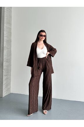 Gül Maison Rahat Kalıp Kimono Bol Paça Pantolon Takım Yazlık Şık Kimono