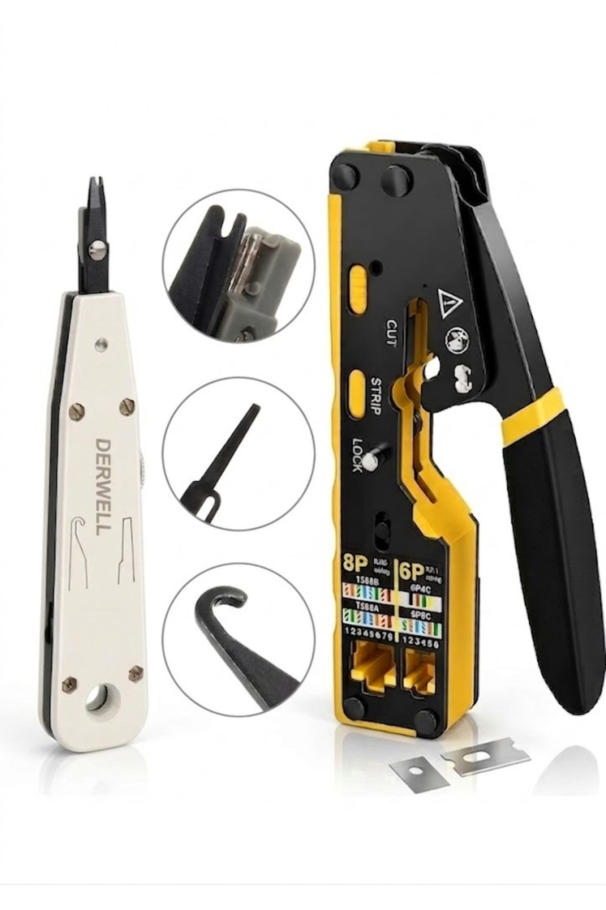 Yeni Nesil Ez RJ45 Pense 8P8C Utp Sıkma Pensesi RJ11 RJ12 Pense + Krone Bıçağı Kep Kep Crimper Çakma