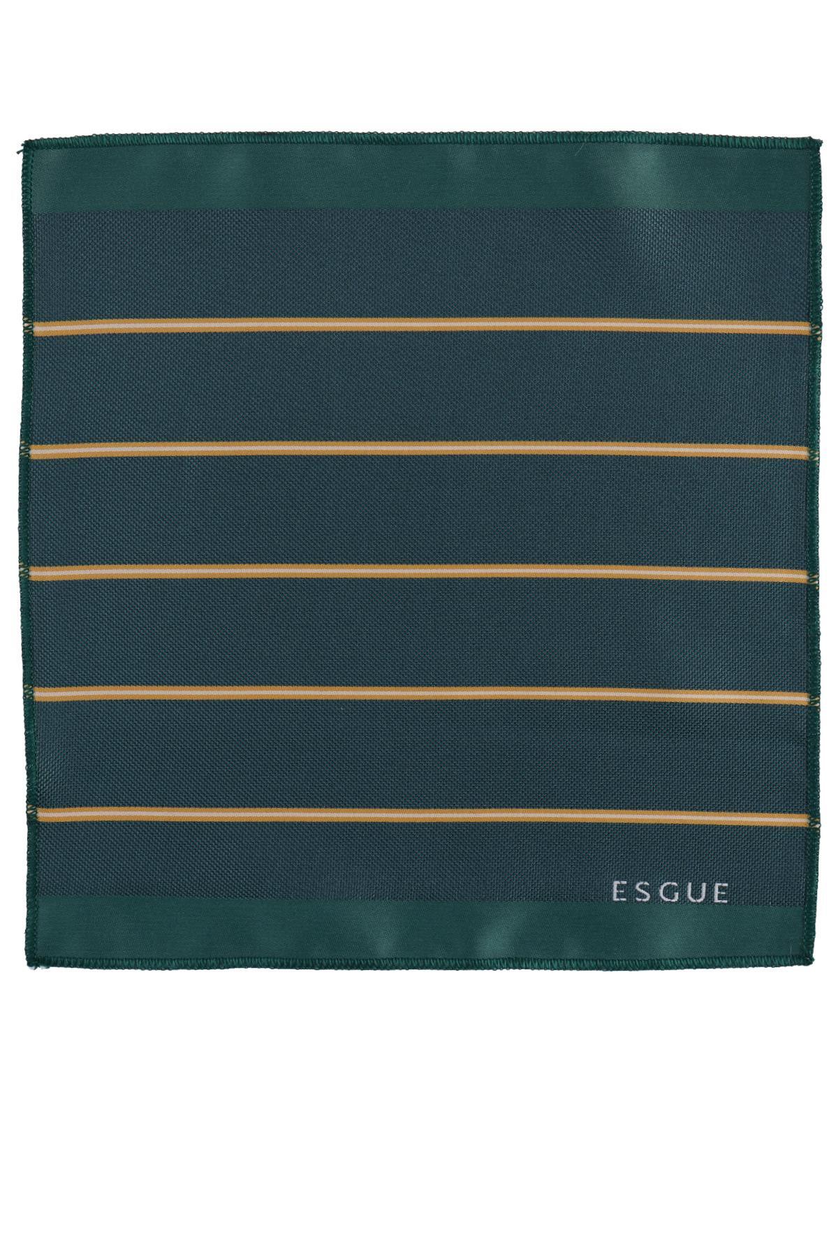 کراوات دستساز ۸ سانتیمتری راهراه سبز و زرد با دستمال جیبی Esgue مردانه | ESG115KRM1232 - تصویر 6
