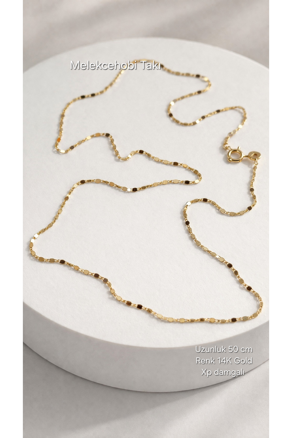 XUPING JEWELRY 14K Xuping Altın Kaplama İnce Minimal Zincir Kolye/Melekcehobi Takı /50 cm görsel 4