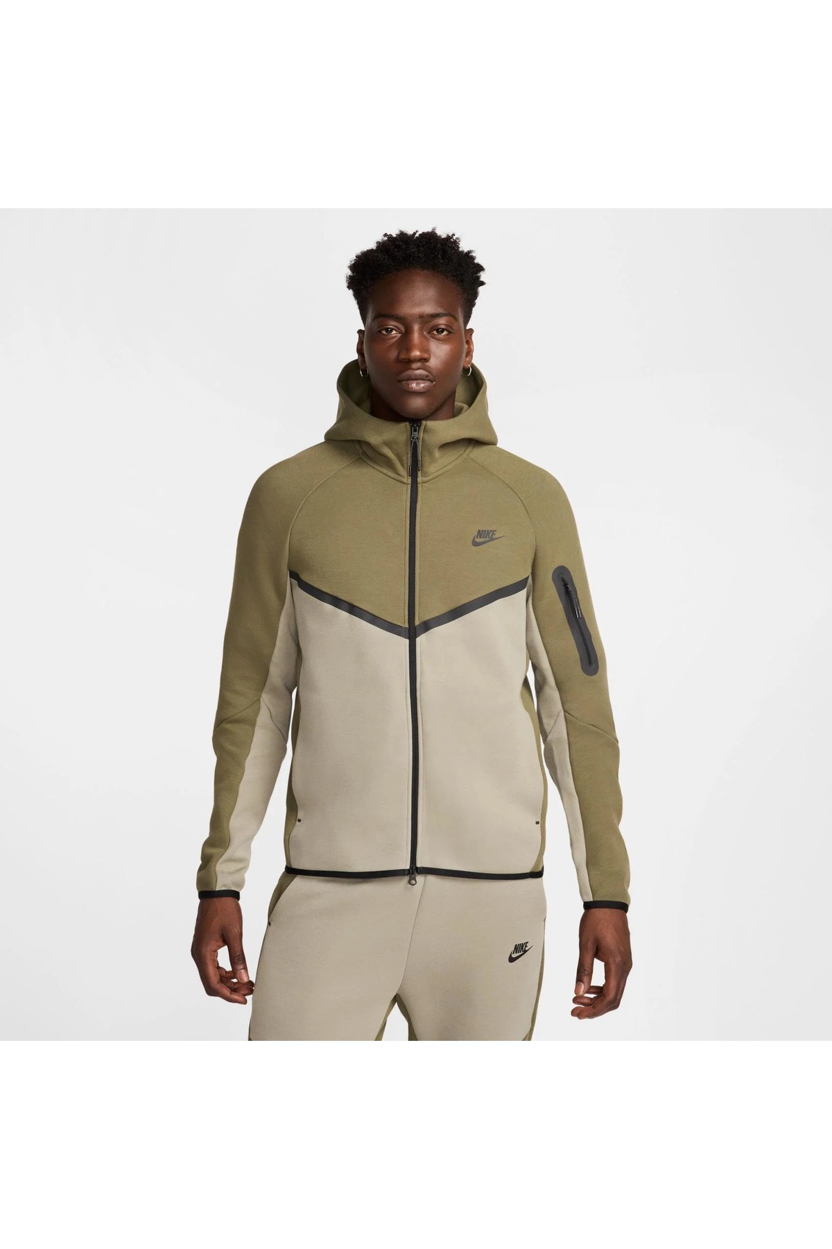Nike Tech Fleece Full-Zip Windrunner Hoodie Haki Yeşil Erkek