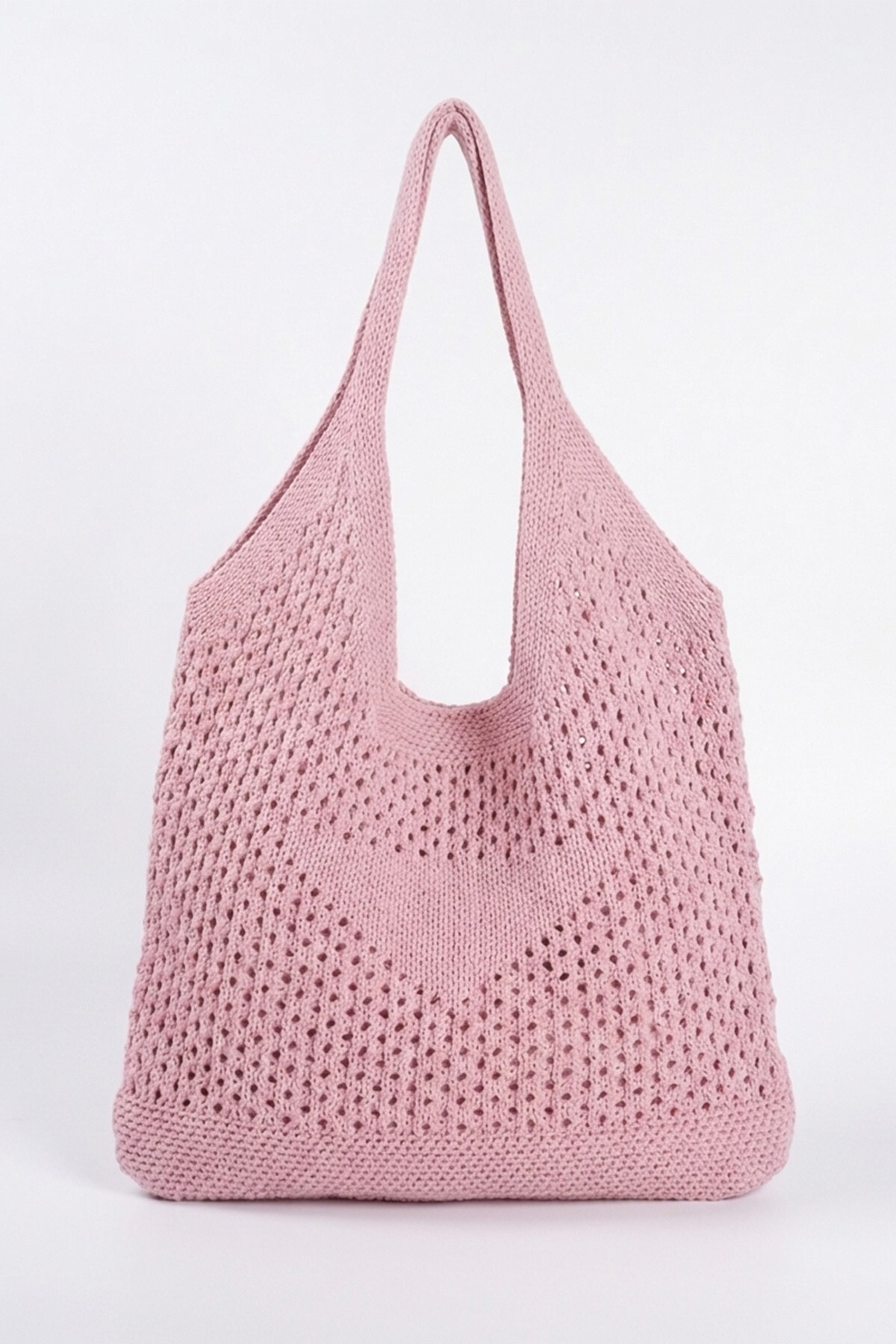 Women's Pink Mesh Mesh Model Beach, Shopper Tote Bag, Shoulder Bag