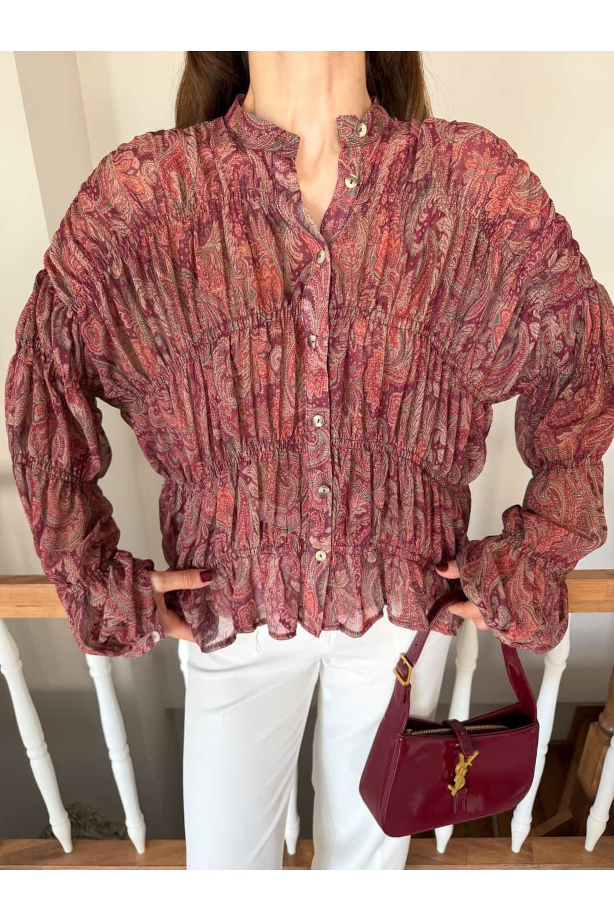 YK FASHION Etnik Desenli Gömlek görsel 5