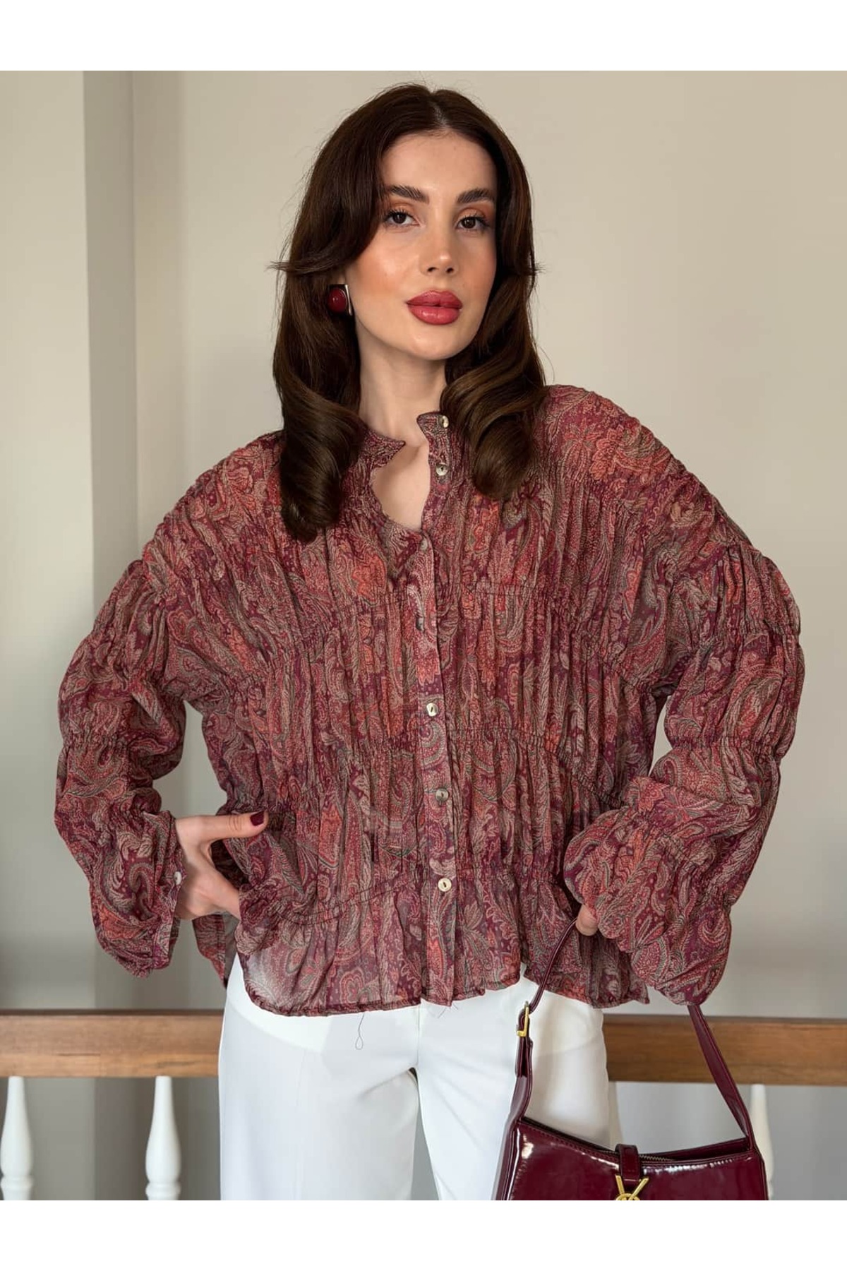 YK FASHION Etnik Desenli Gömlek görsel 4
