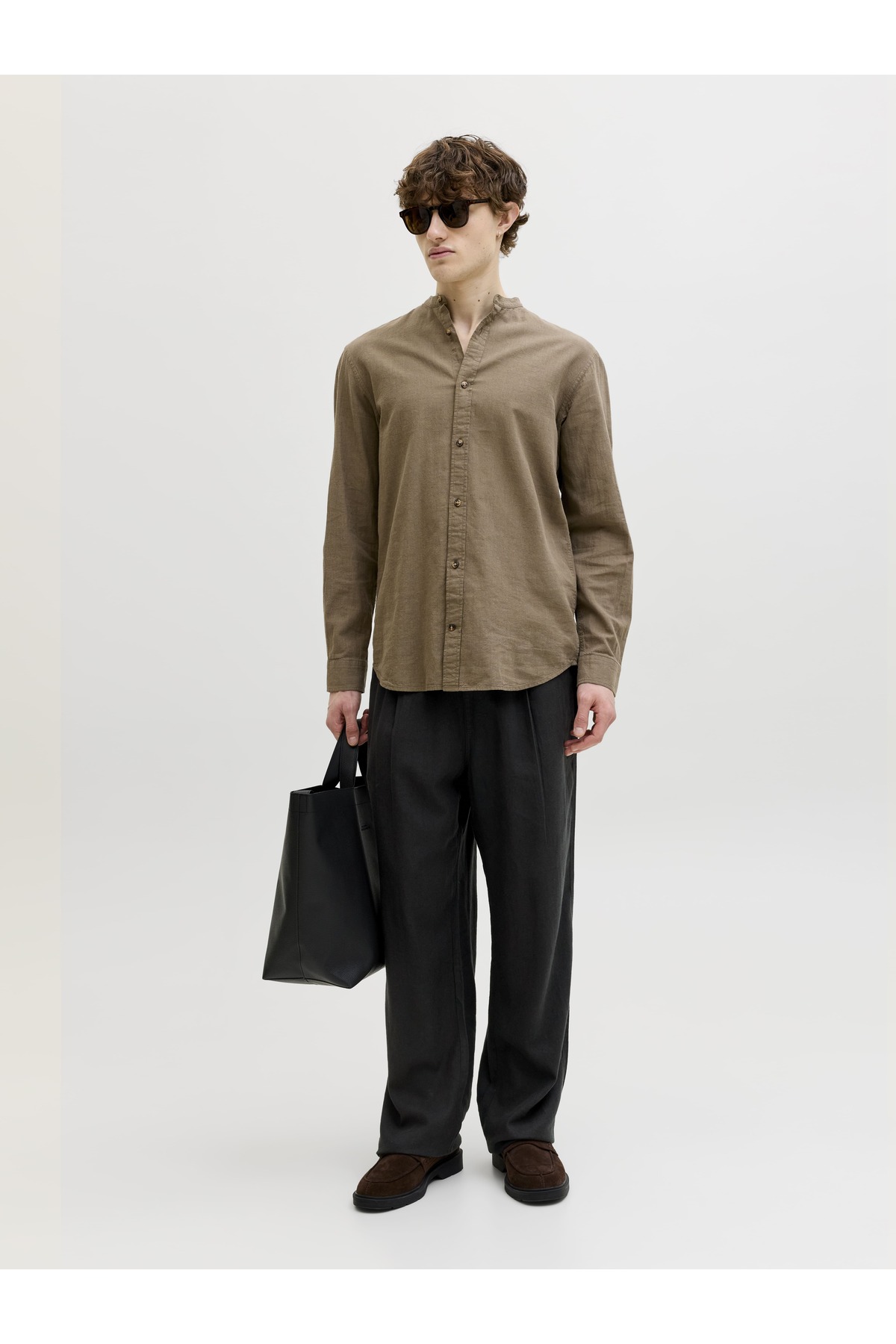 شلوار مردانه جک جونز مدل Jpstbıll Andros Vis Linen Blend مشکی 12293443-02 جک اند جونز شلوار Jack & Jones