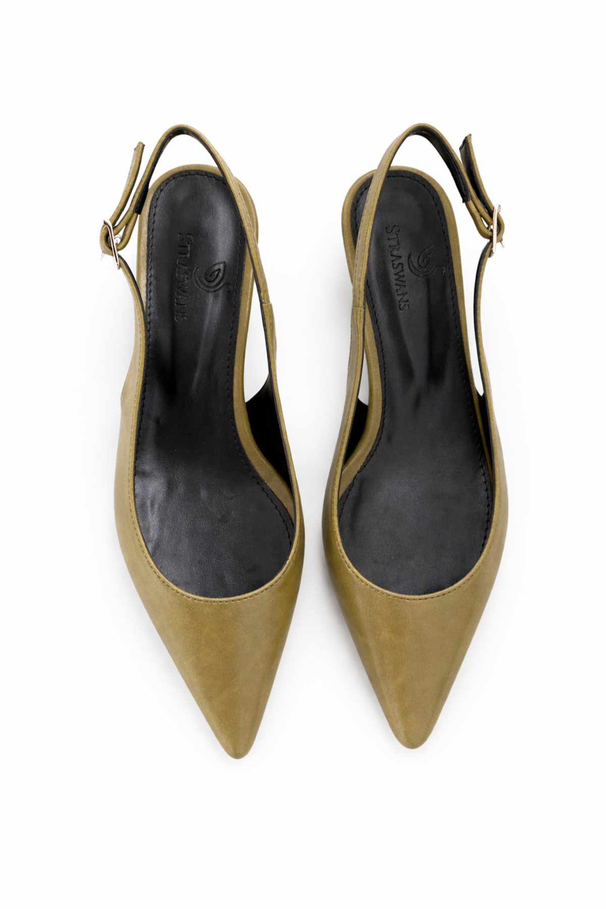 Straswans  Cuesta Kadın Topuklu Kırışık Deri Ayakkabı Olive - Görsel 3