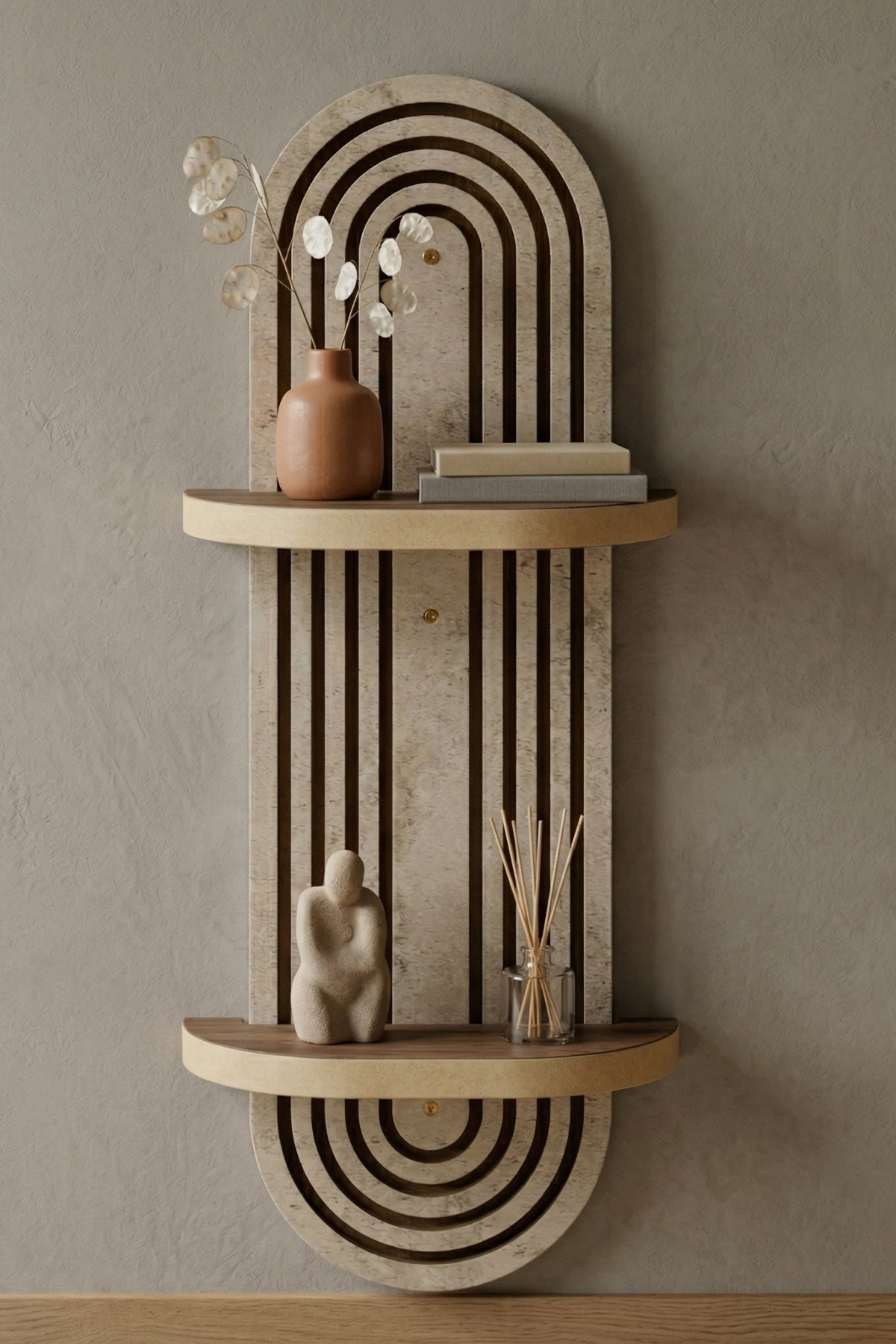 Lotus Wall Rack Travertine MDF