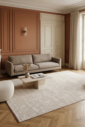 Livset Home Yumuşak Modern Krem Halı Salon Mutfak Antre Yolluk Oturma Odası Ç...