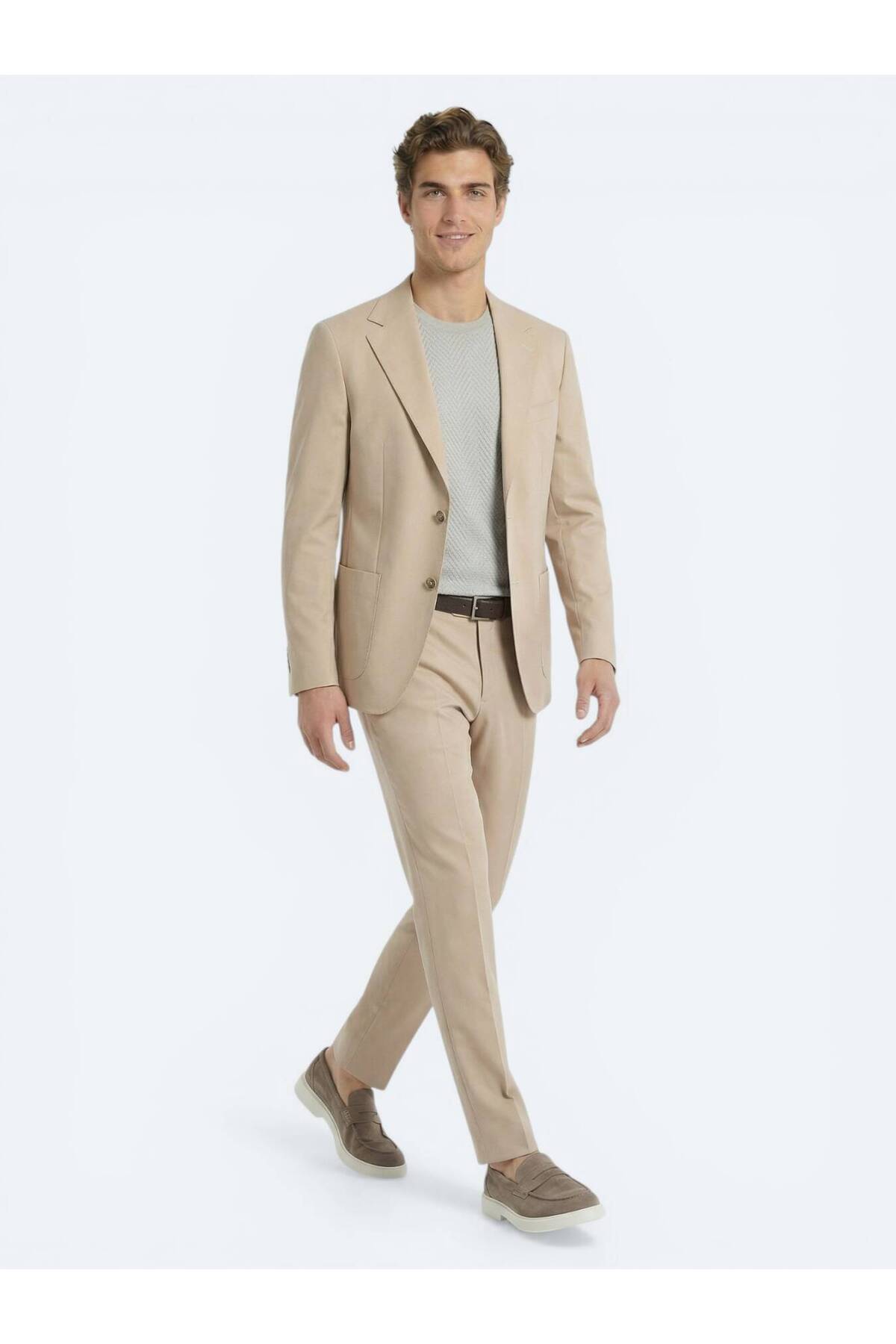 Kip Beige Plain Modern Fit Suit- Trendyol