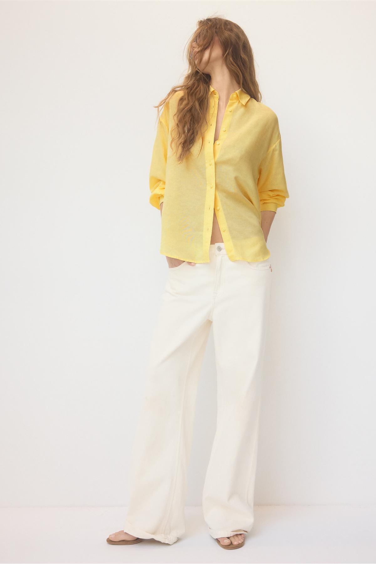 Stradivarius  Keten görünümlü dökümlü gömlek - Görsel 2