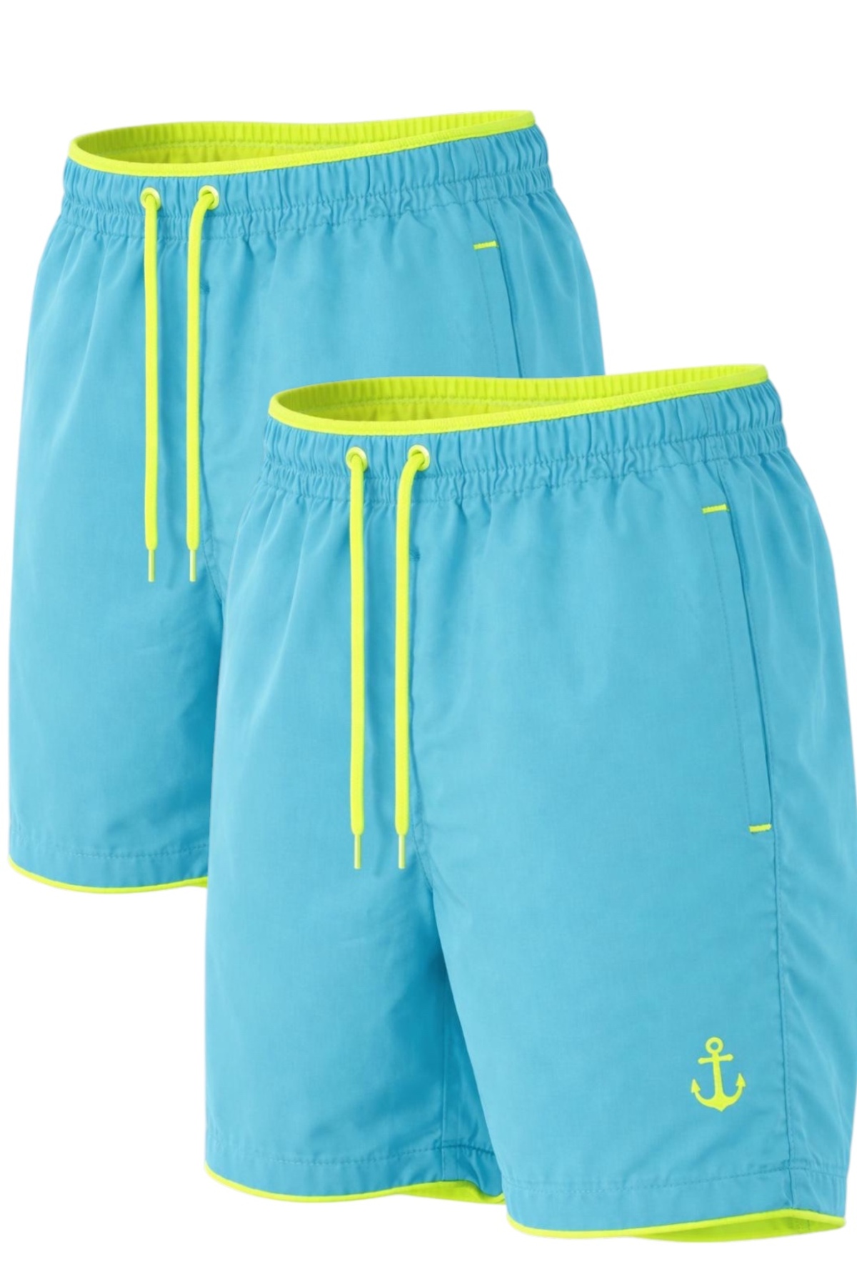 2-piece Pocket Zipper Lined Colorful Sea Shorts