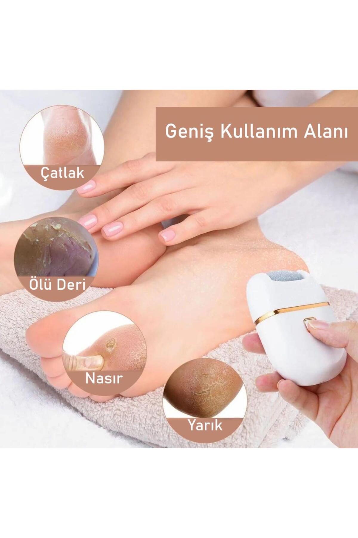 Şarjlı Pedikür Makinesi Nasır Giderici Elektrikli Ayak Törpüsü Type-C 3 Başlıklı Taşınabilir — M668 Foot Grinder — تصویر 8 از 9