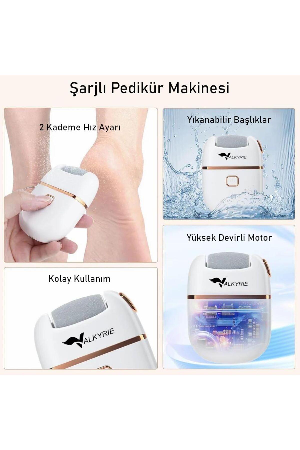 Şarjlı Pedikür Makinesi Nasır Giderici Elektrikli Ayak Törpüsü Type-C 3 Başlıklı Taşınabilir — M668 Foot Grinder — تصویر 4 از 9