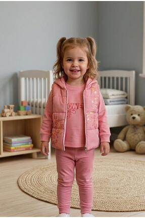 MOMOİRO ŞİŞME YELEKLİ KIZ BEBEK TAKIM