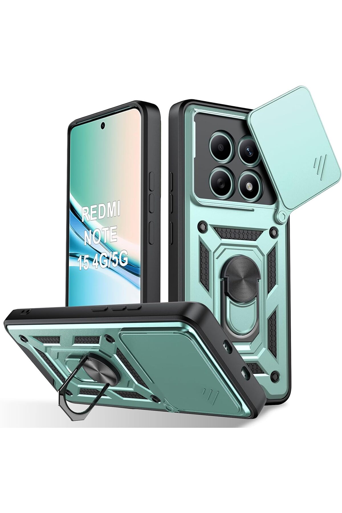 Redmi Note 15 4G/5G Compatible Case Camera Sliding Stand Ring Shock Absorbing Protective Cover
