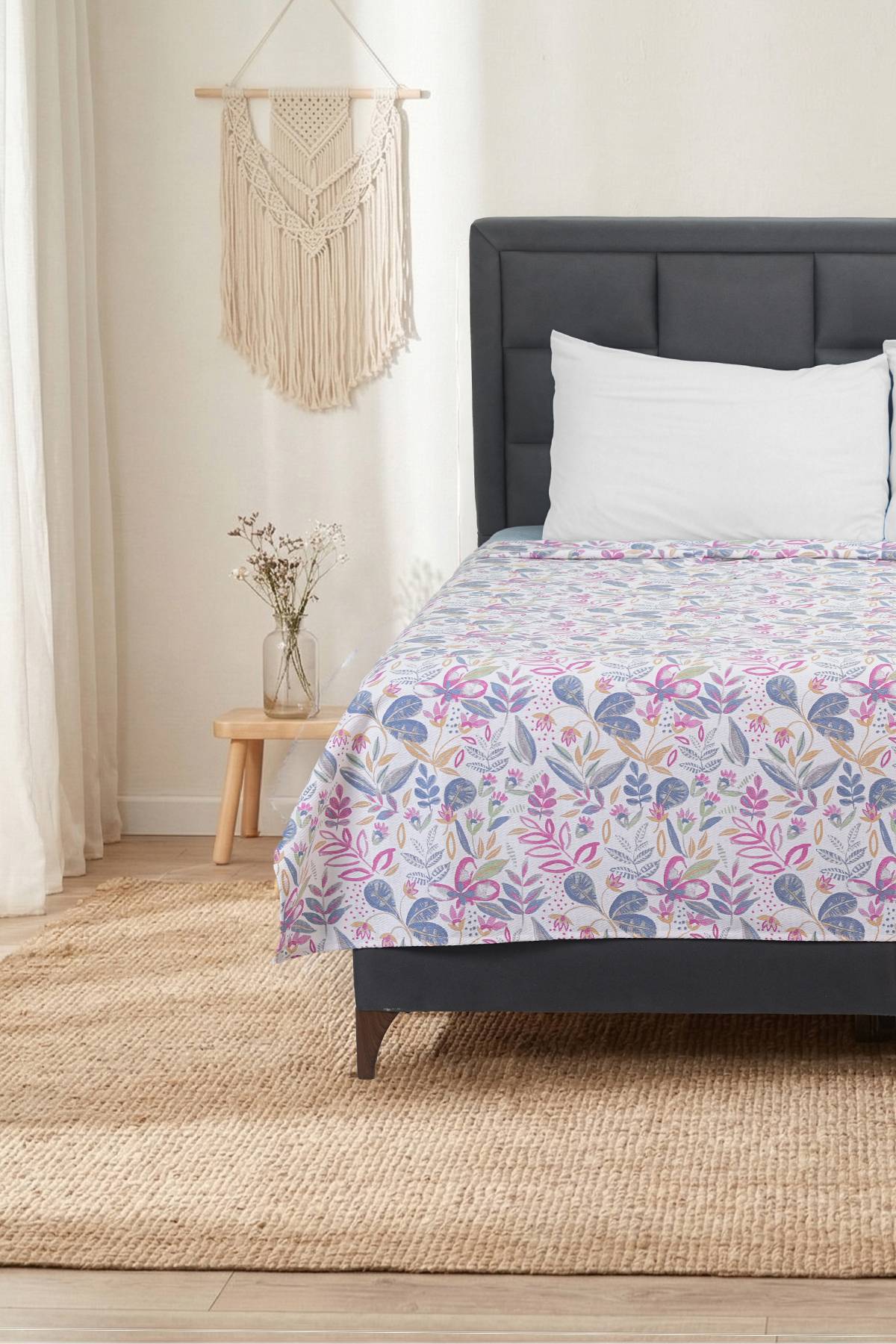Punch Single Cotton All-Season Quilting Bedspread 160x240 Cm| Spring Dream Pink
