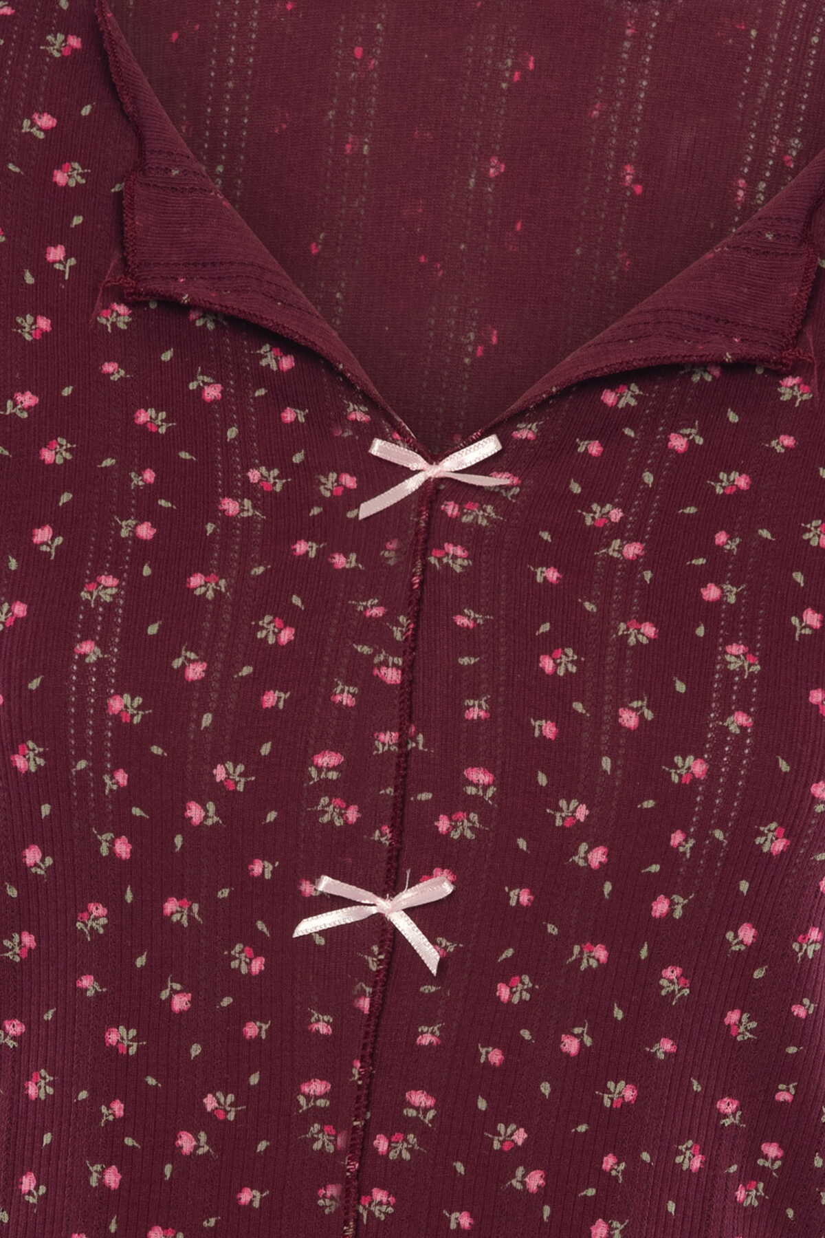 koza iç giyim Kadın Kısa Kollu Fiyonklu Fitilli Pijama Takımı görsel 5