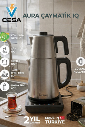 cesaa elektirik Aura Çaymatik Iq Konuşan Çay Makinesi YENİ NESİL İNOX AKILLI ...