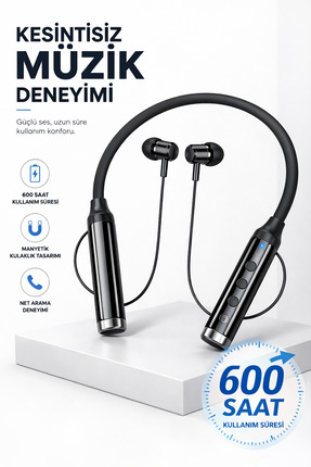 Dexmon 600 Saat Kullanım Süreli Bluetooth Kulaklık Boyun Askılı Kablosuz Kula...