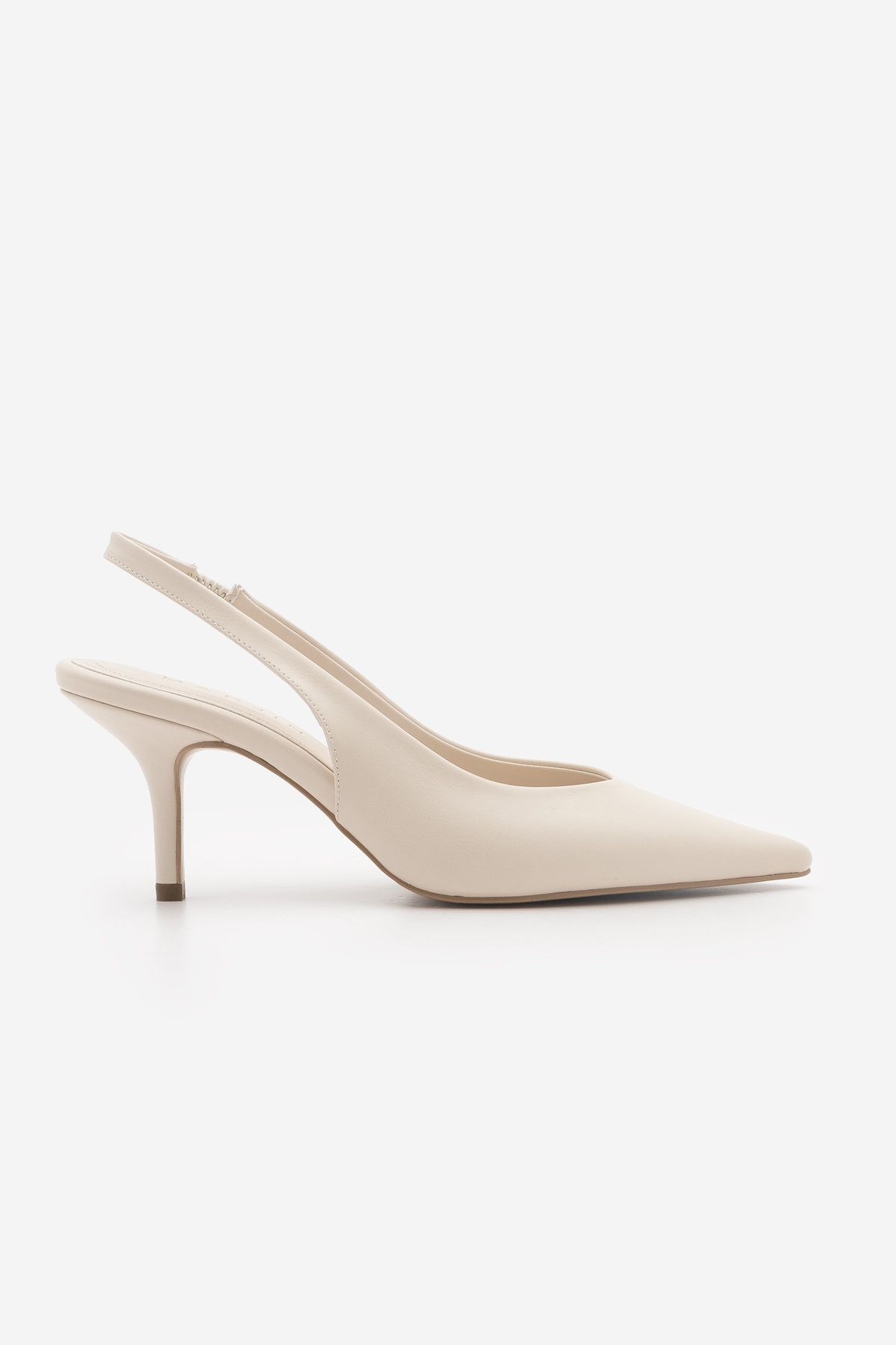 Women's Stiletto Pointed Toe Short Classic Heeled Shoes with Open Scarf Dorve Ecru