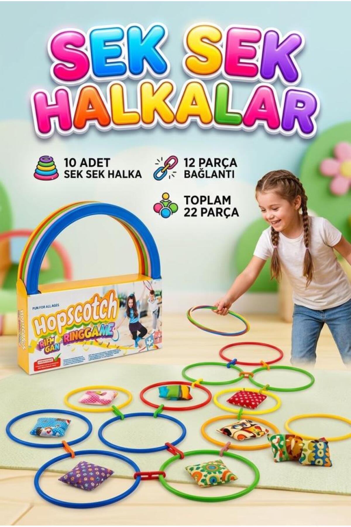 Tıfıl Toys Sek Sek Halkalar! 22 Parçalı 5 Farklı Renkli 10 Halkalı
