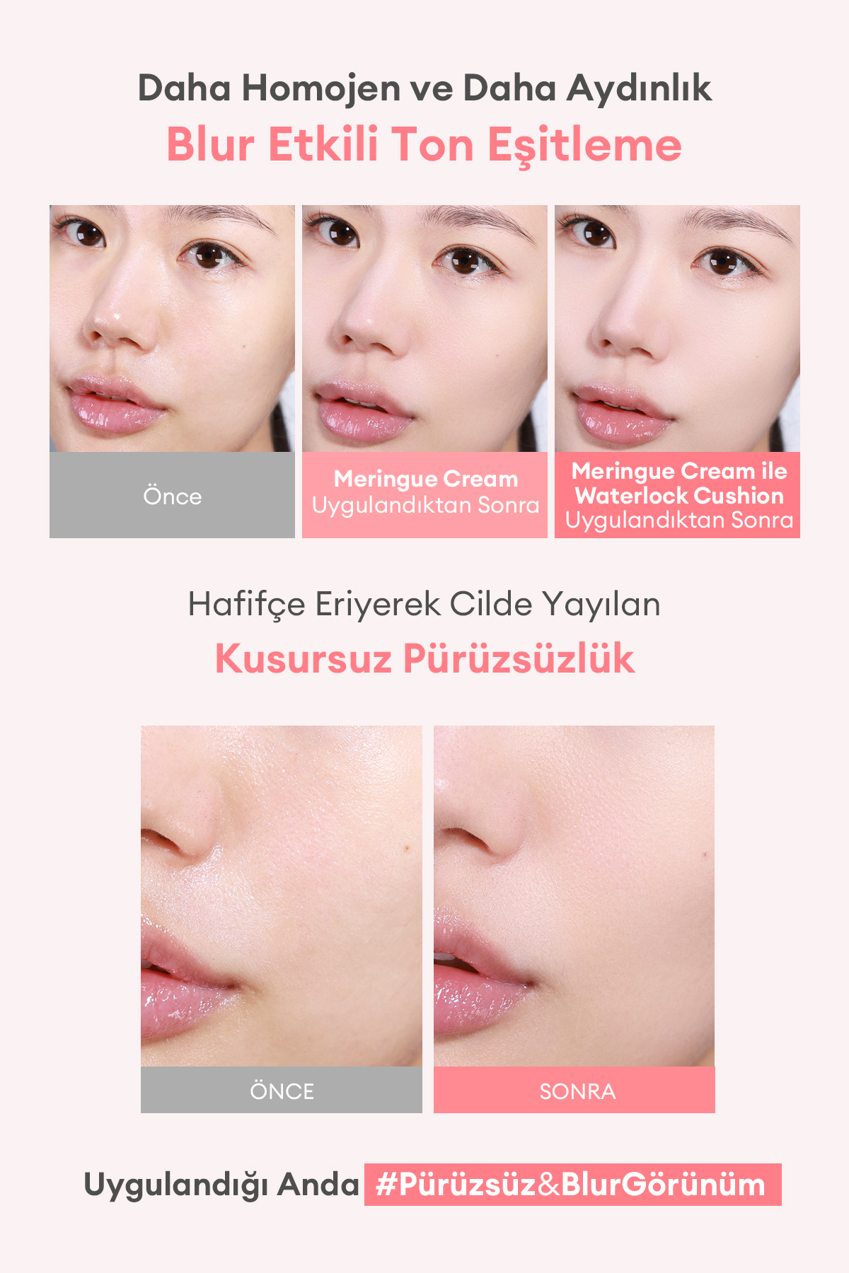 Blur Etki Sunan Ton Eşitleyici Sabitleyici Mat Makyaj Bazı APIEU Waterlock Meringue Blurring Cream — صورتی 8930 — تصویر 5 از 9