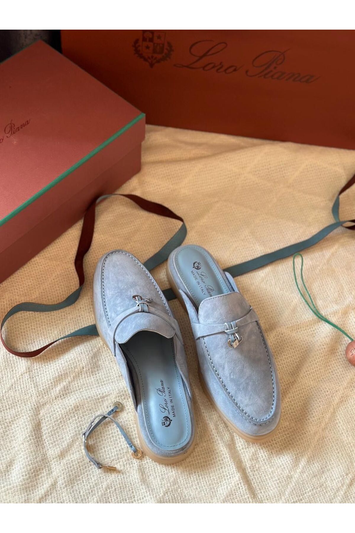 LORO piana summer walk sky blue women's loafer- Trendyol