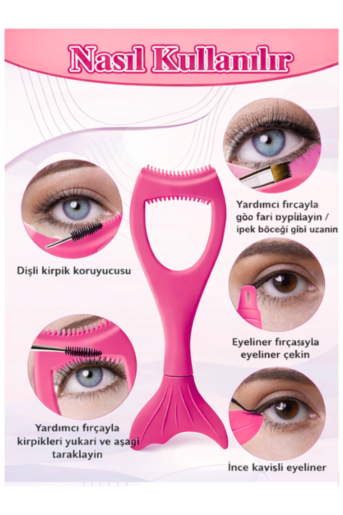 Kirpik Kıvırıcı Eyeliner Çekme Aparatı Göz Makyaj Kozmetik Kirpik Tarağı Maskara Rimel Sürme Aparatı — قرمز Kmız.aprt.çkme — تصویر 2 از 8