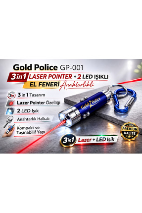 Eda Gold GP-001 3 in 1 Lazer + 2 LED Işıklı El Feneri Anahtarlıklı 1 Adet
