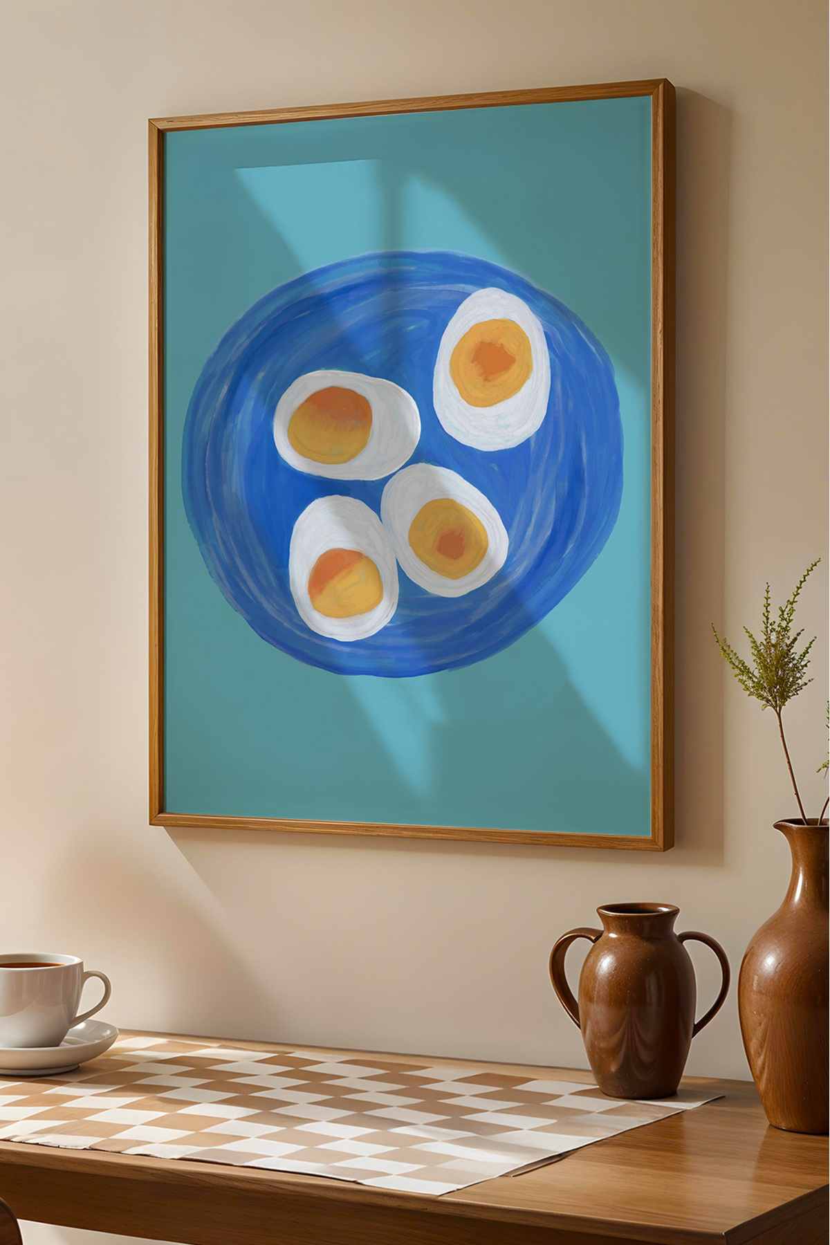 Yumurta Desenli Tablo Minimal Mutfak Poster Duvar Dekoru Çerçevesiz