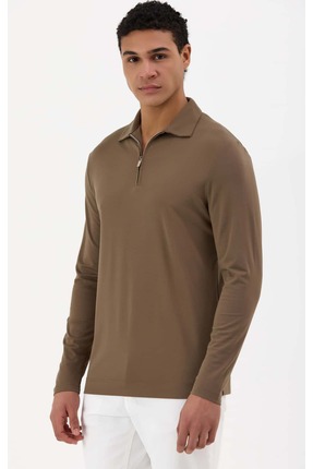 Score Michail Haki Pamuklu Slim Fit Yarım Fermuarlı Polo Yaka Erkek Sweat 950...