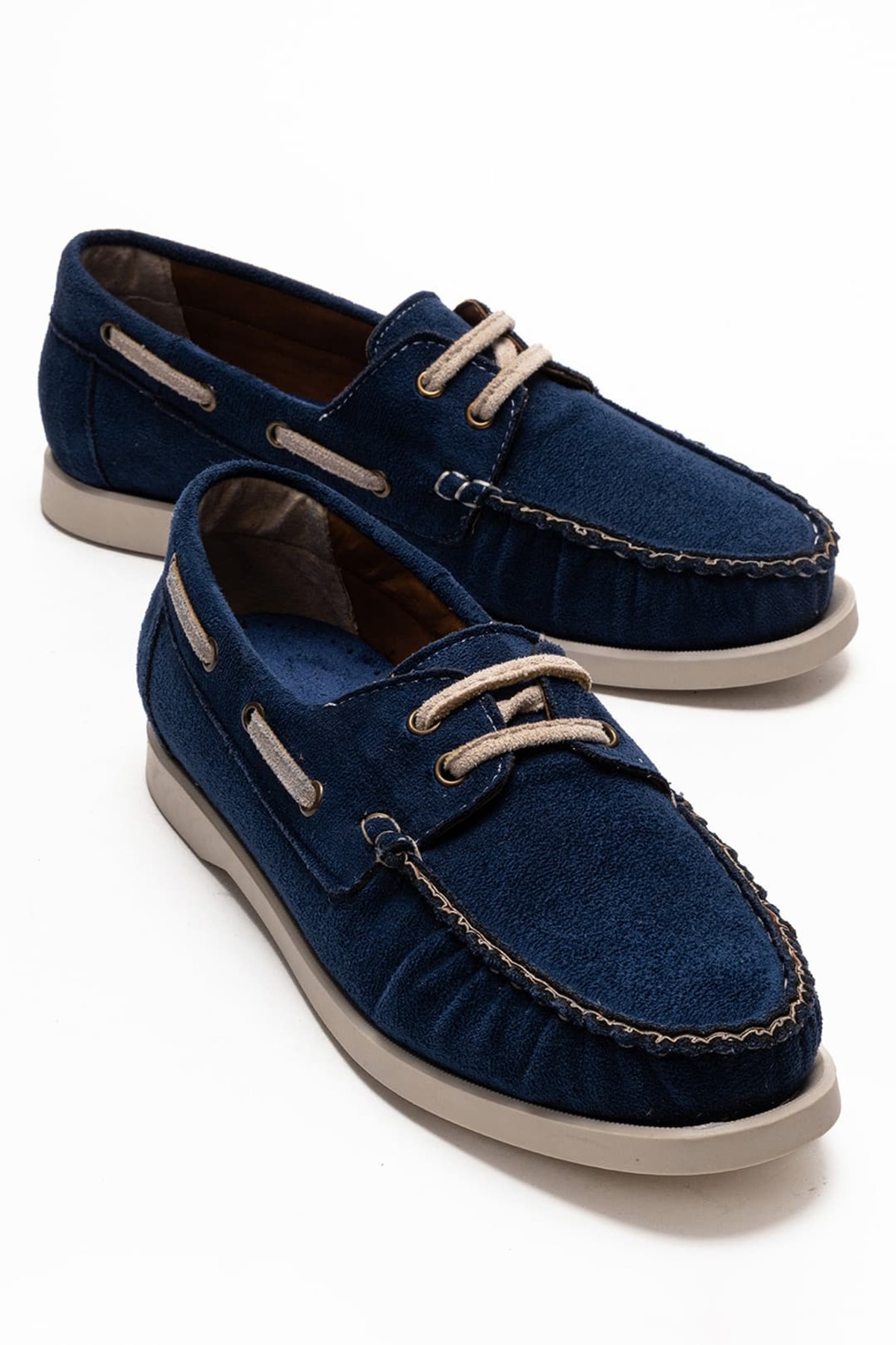 Women's Navy Blue Suede Loafer Marin Casual Casual Lace-Up Casual Shoes