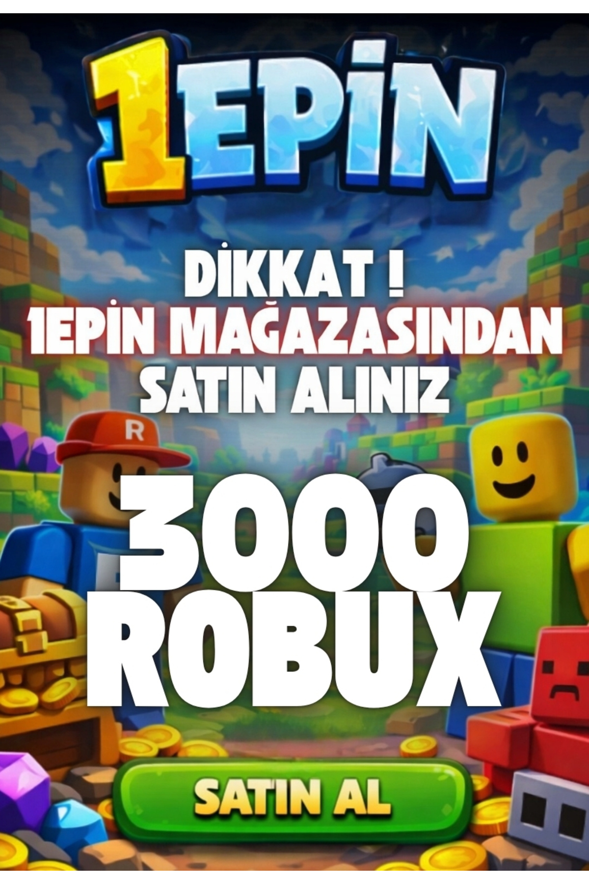 1epin Roblox 3000 Robux - USD Para Birimi - Fiyatı, Yorumları