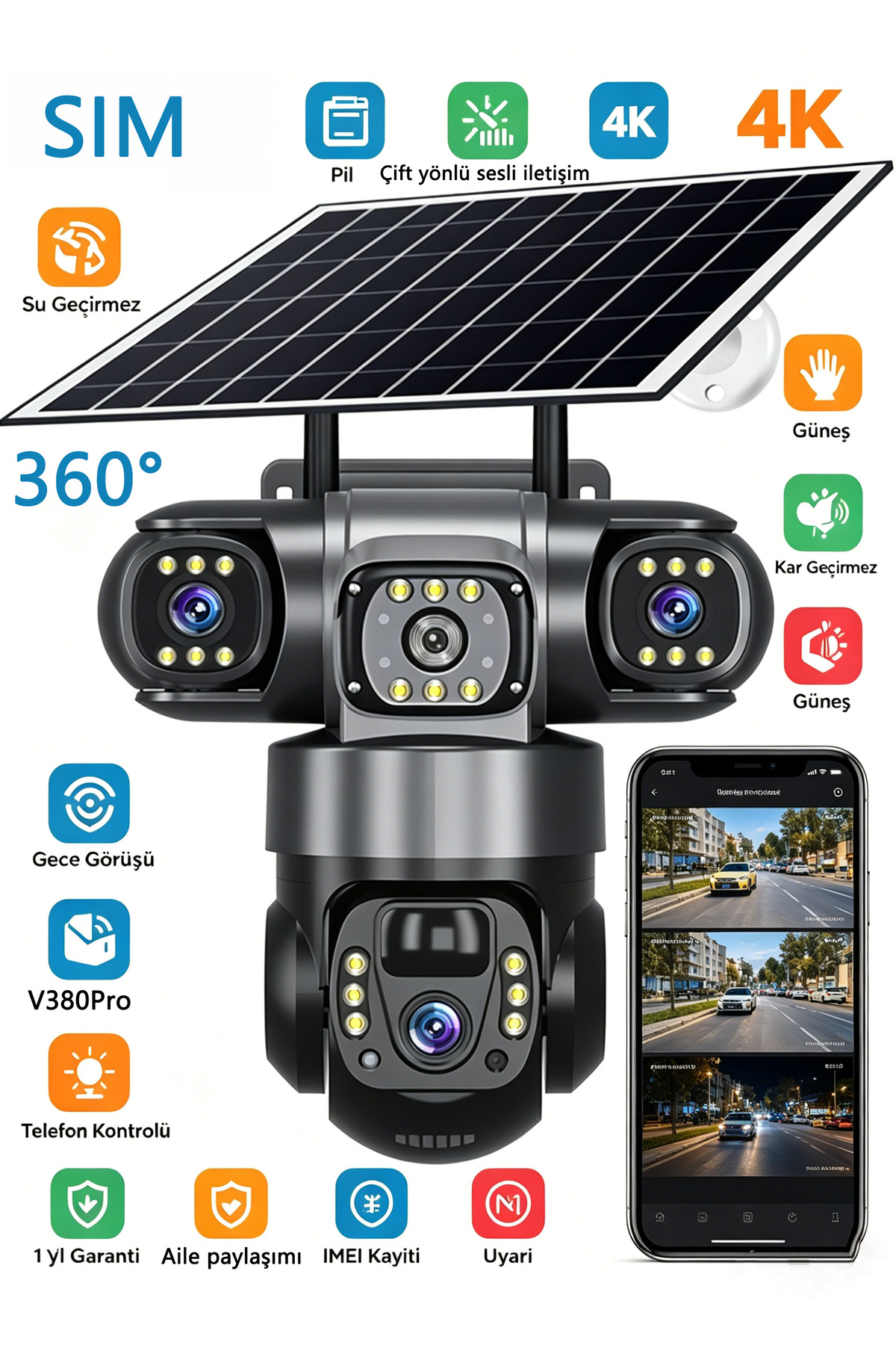 Dobest 7/24 Güvenlik 4K 4G Güneş PTZ Kamera | 360°, V380Pro, Su/Kar Dayanıklı, Telefondan Kontrol - Fiyatı, Yorumları