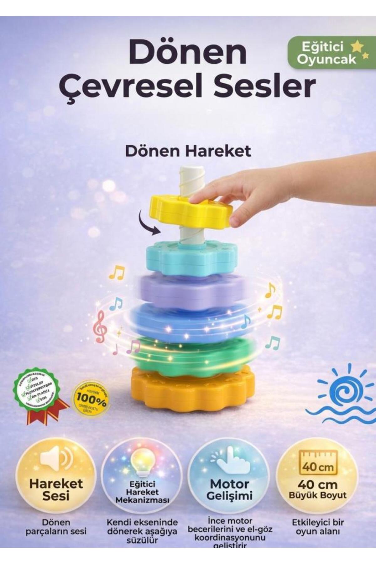 Spinning Crazy Tower: Spiral-Shaped 40cm Educational Toy with 6 Different Shapes Thin Discs