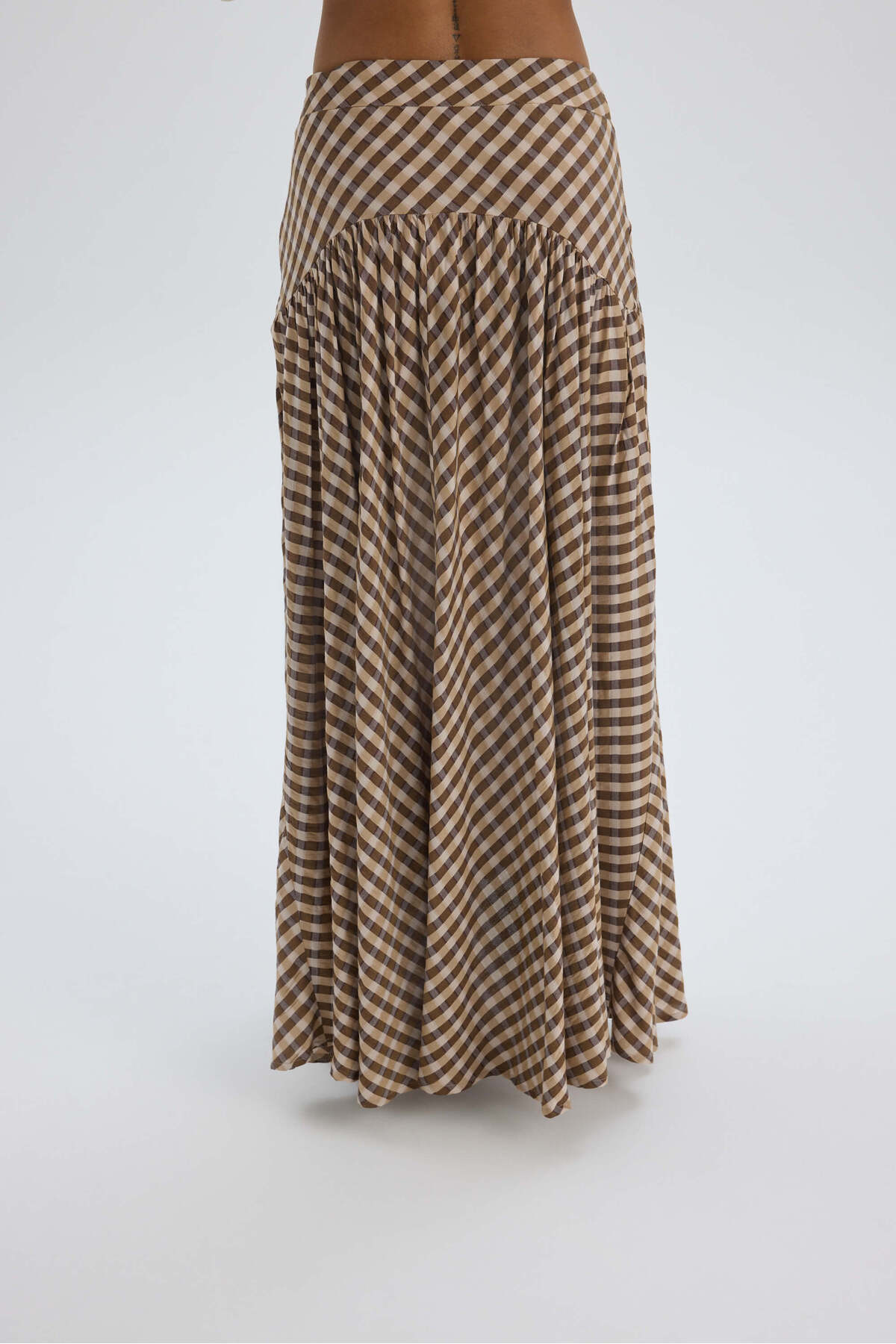 MAI STUDIOS CO.  Amelisse Ekoseli Kahve Uzun Etek - Görsel 5