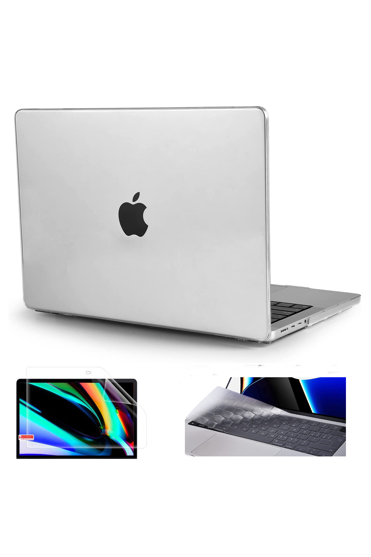hk MACBOOK Air 13 Inç A3449 M5 Çipli 2026 Parlak Şeffaf Doku Kılıf