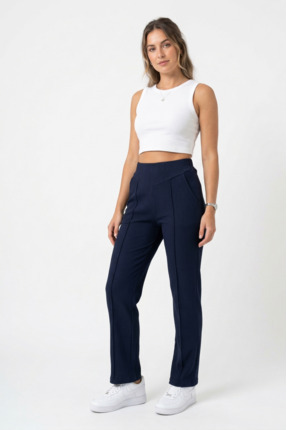 just wear zt Yüksek Bel Dikiş Detaylı Fit Pantolon – Günlük & Şık Rahat Kesim